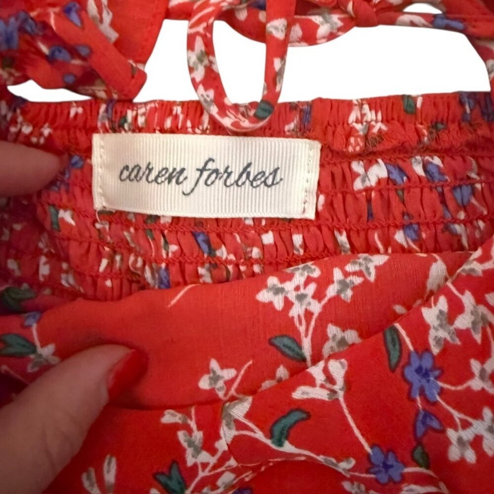 Caren forbes red floral romantic ruffle L Tank top - Picture 6 of 12